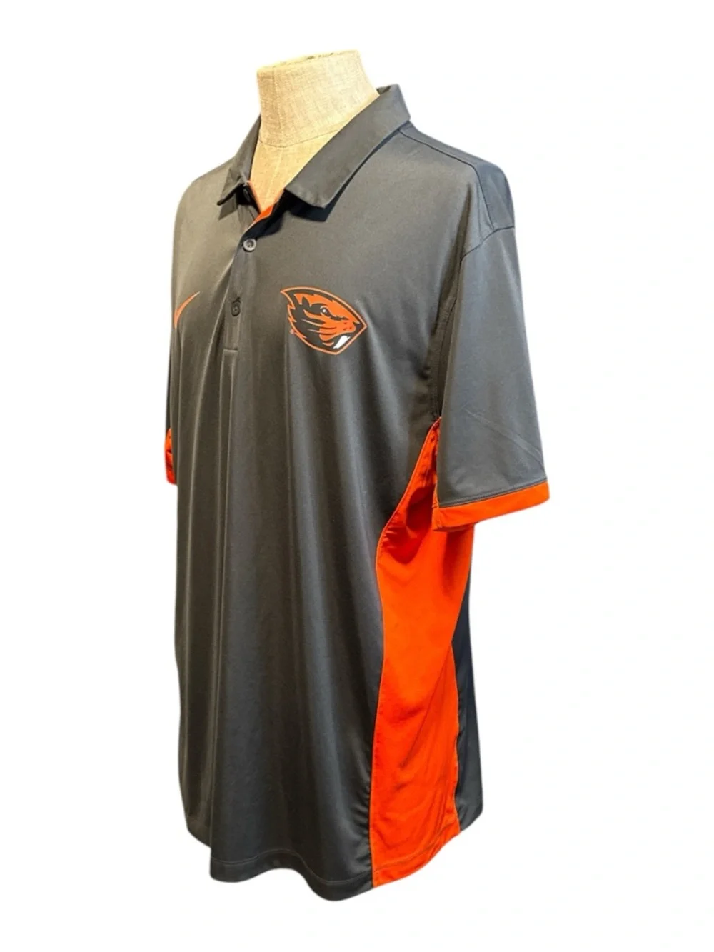 Nike Gray and Orange Polo with Beavers Logo